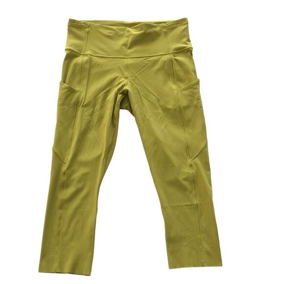 .Lululemon Fast and Free Crop II 19" Nulux Golden Lime - Picture 6 of 14